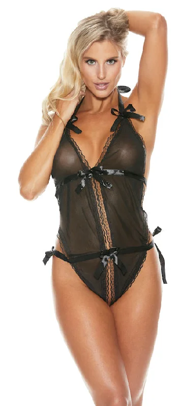 Black Sheer Ribbon Teddy (BOXED)