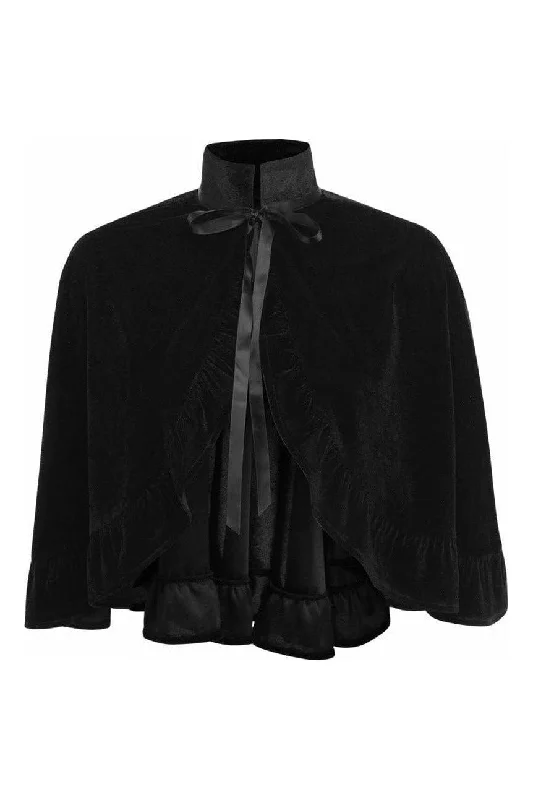 Black Velvet Ruffle Cape