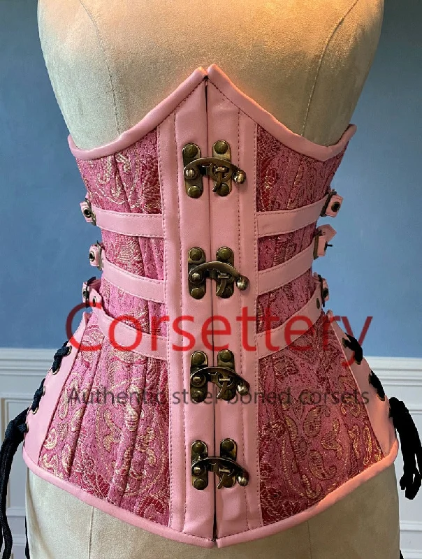 Double row steel boned authentic underbust brocade corset with leather bones. Western collection Hourglass waist training corset, coachella, exclusive steampunk corset, burlesque