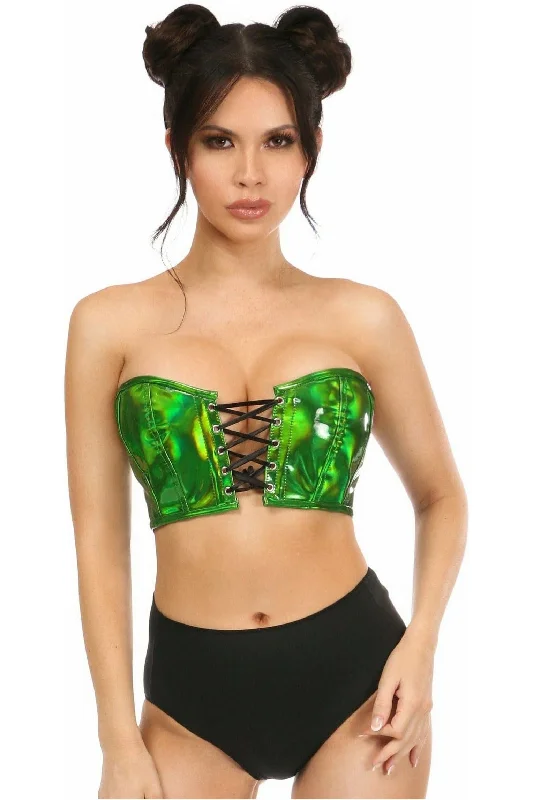 Lavish Green Holo Lace-Up Bustier Top