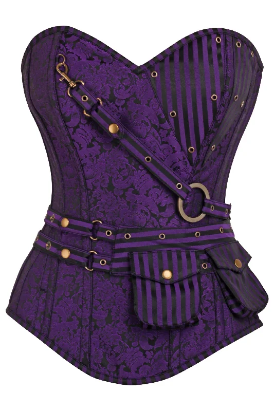 McArthur Purple Brocade Steampunk Overbust Corset