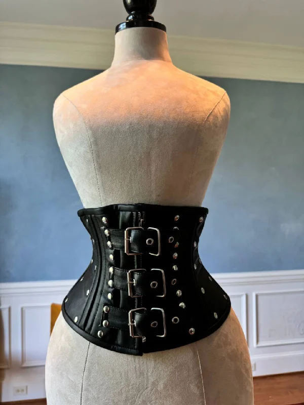 Real leather corset waspie with double bones for tight lacing and waist training. Gothic, steampunk, valentine, gf gift corset belt