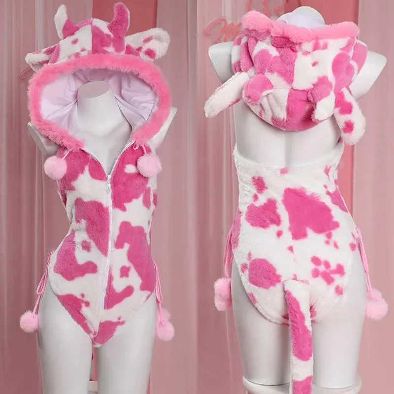 Strawberry Cow Fuzzy Cosplay Set