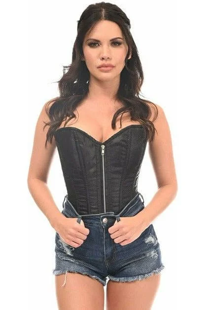 Top Drawer Black Brocade Steel Boned Corset