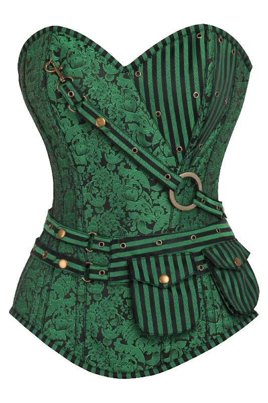 Whittaker Green Brocade Steampunk Overbust Corset