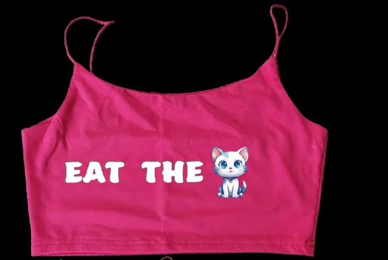 Your Choice Color Crop Top "Eat The CAT" One Size (SMALL)