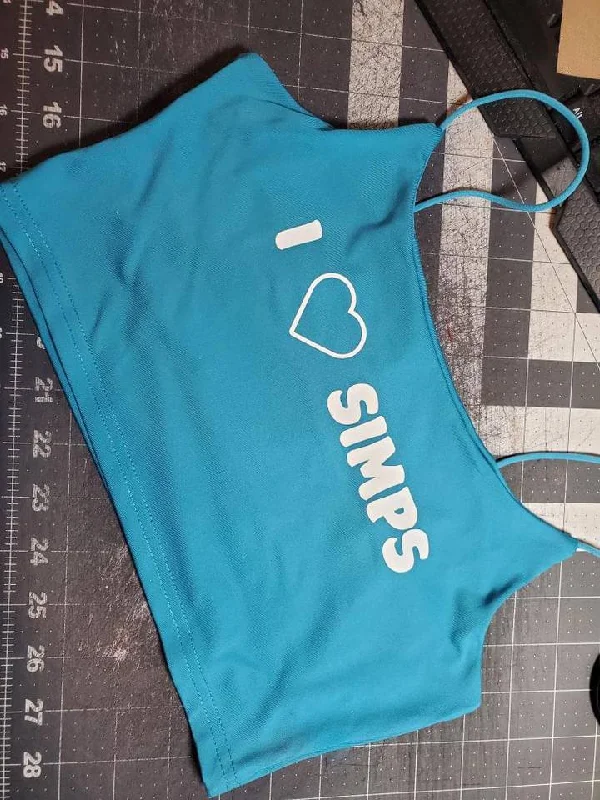 Your Choice Color Crop Top "I LOVE SIMPS" One Size (SMALL)