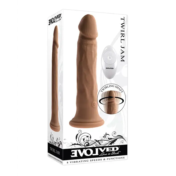 Evolved 'Twirl Jam' Rechargeable Remote-Controlled Vibrating Twirling 9 in. Silicone Vibrator