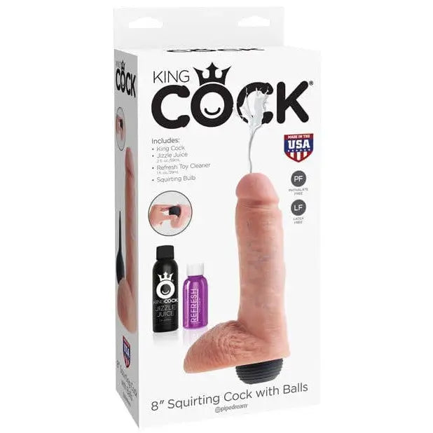 King Cock 8" Squirting Dildo with Balls