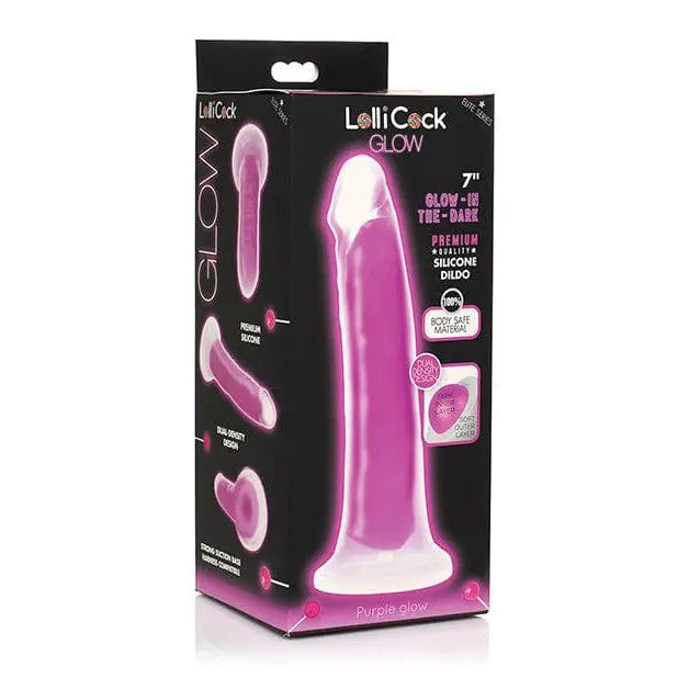 Lollicock Glow-in-the-Dark Silicone Dildo 7in Purple