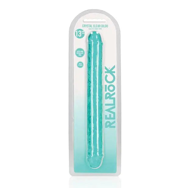 RealRock Crystal Clear Double Dong 13 in. Dual-Ended Dildo Turquoise