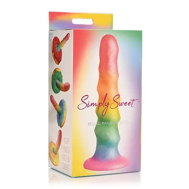 Simply Sweet Zigzag Silicone Dildo 6.5in Rainbow