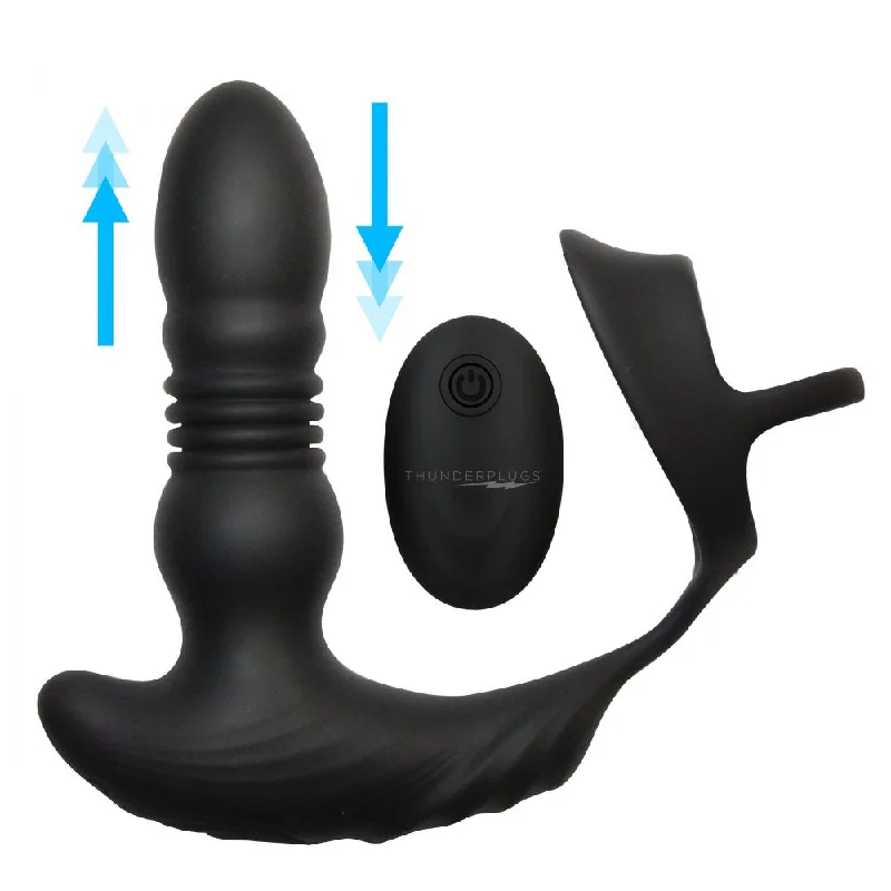 10X Thrusting Silicone Vibrator w- Cock & Ball Strap & Remote