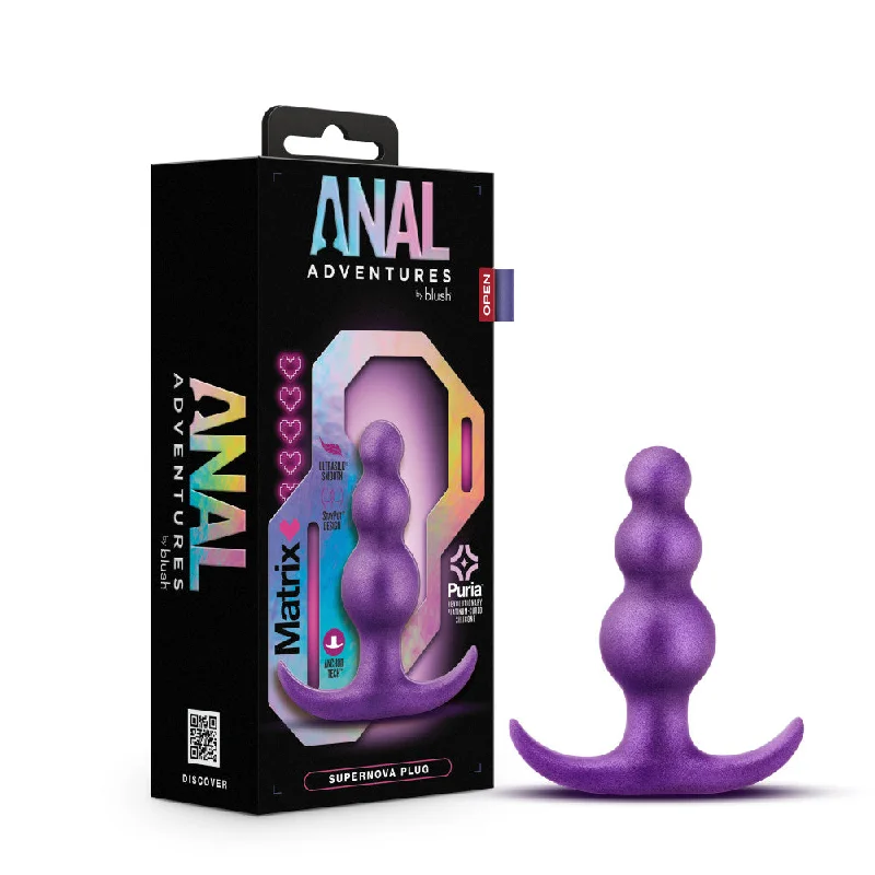 Anal Adventures Matrix By Blush® | The Supernova Plug: 3 inch Beaded Butt Plug in Galactic Purple | With Stayput™ Technology & AnchorTech™ Base