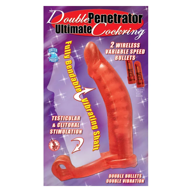 Double Penetrator Cockring Red