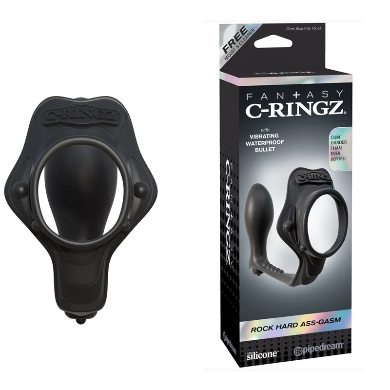 Fantasy C-Ringz Rock Hard Ass-Gasm Vibrating Ring - Black