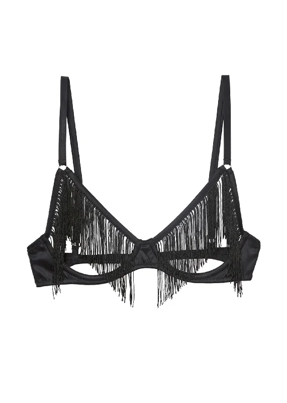 Fringe Ouvert Bra (Black)