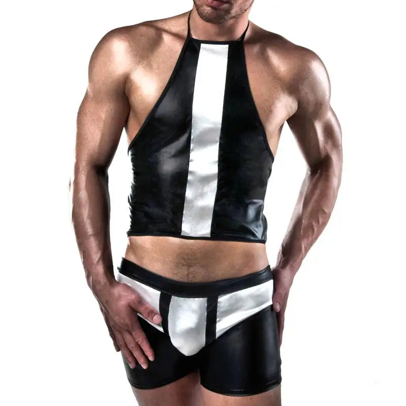 Passion Black and White Shorts and Top with Velcro Fastener