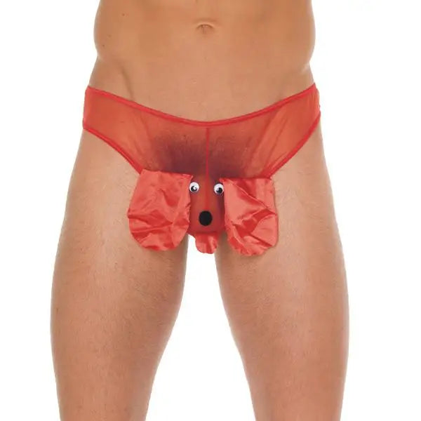 Red G-string Thong with Elephant Animal Pouch for Men