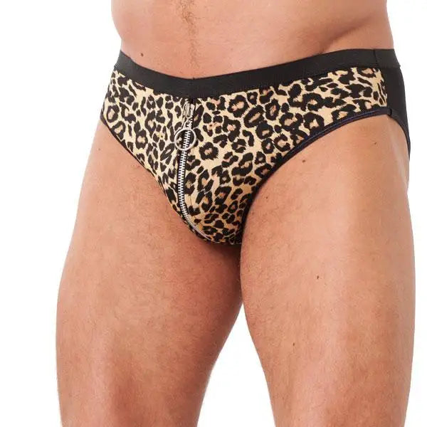 Rimba Animal Print Sexy Men’s Brief with Front Zipper