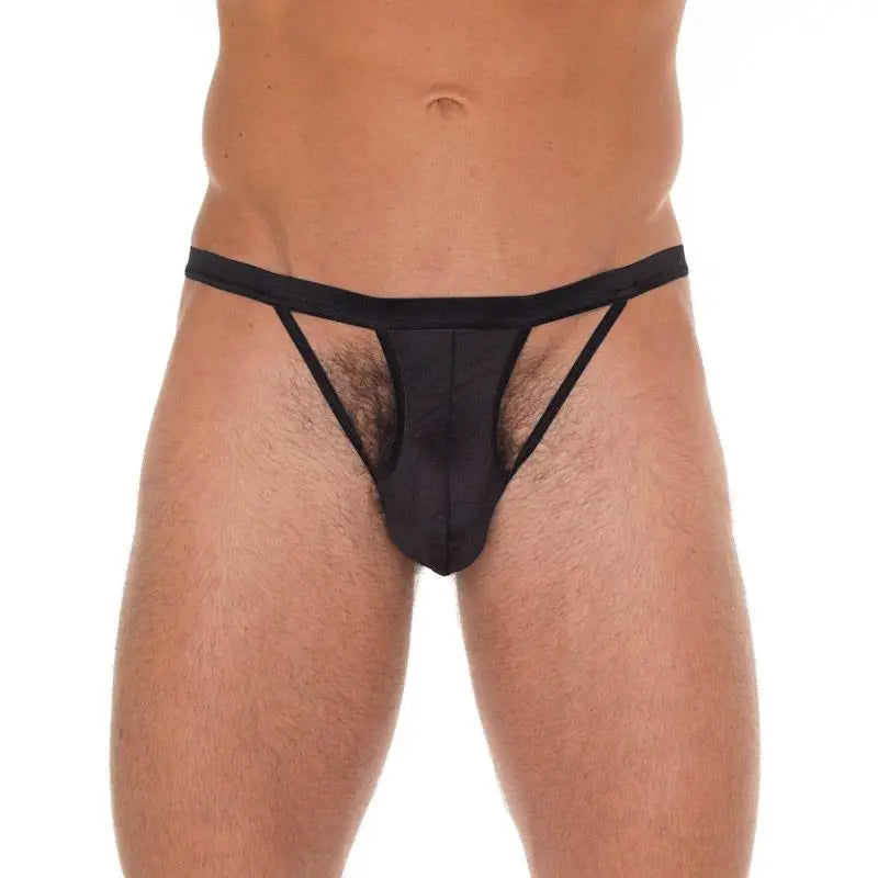 Rimba Mens Black Cut out G-string with Elastic Waistband