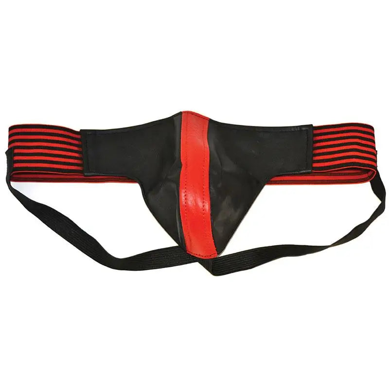 Rouge Garments Black and Red Leather Jockstrap for Men