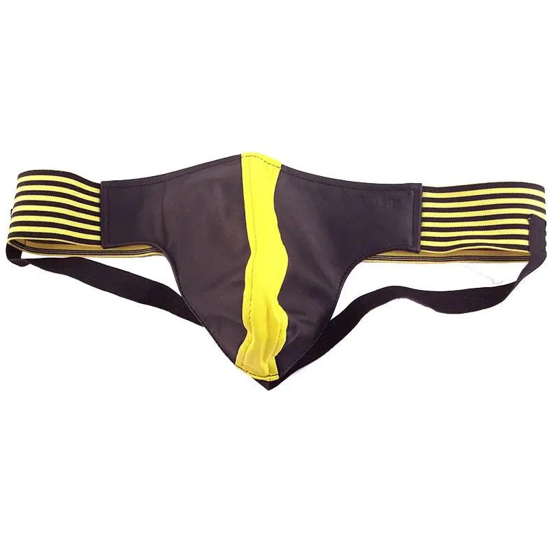 Rouge Garments Black and Yellow Leather Jockstrap for Men