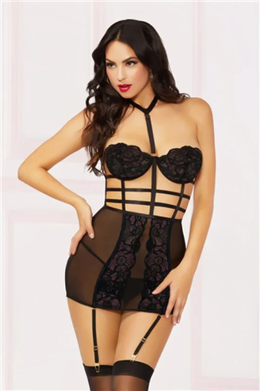 Seven 'Til Midnight 10885 Chemise Set - XLarge - Black