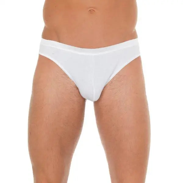 Wet Look Mens White Cotton G-string